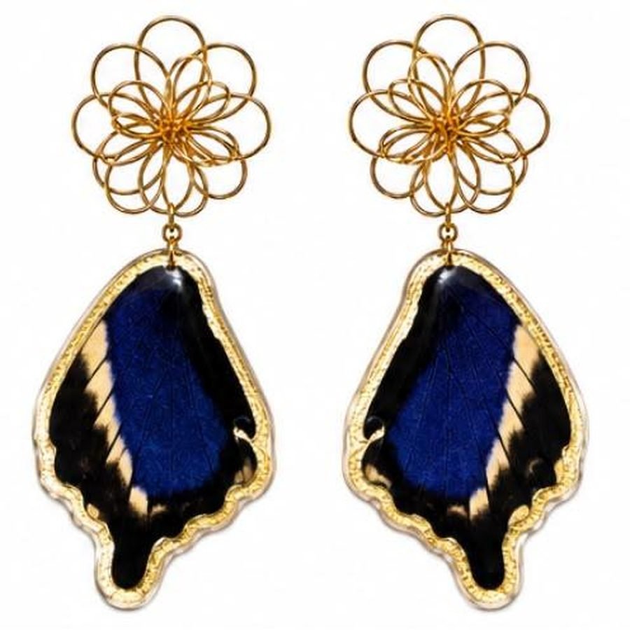 Pendientes Ámbar, alas de mariposa auténticas