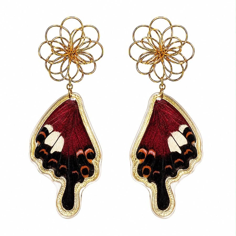Pendientes Azufre, alas de mariposa auténticas