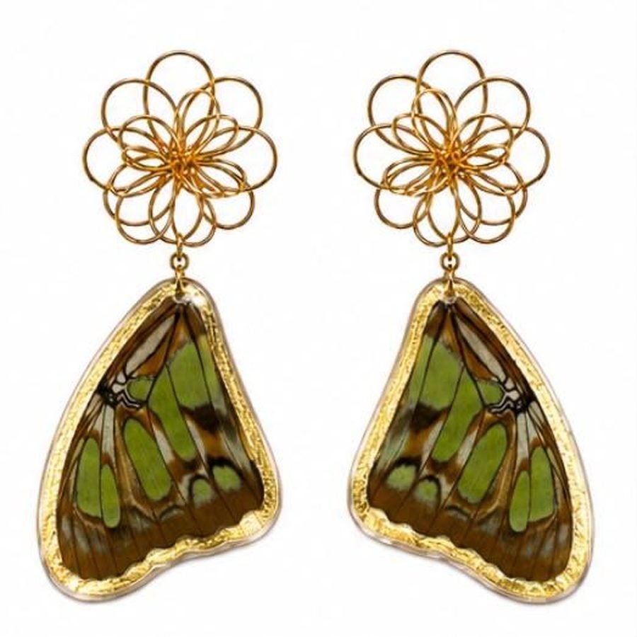 Pendientes Cobalto, alas de mariposa auténticas