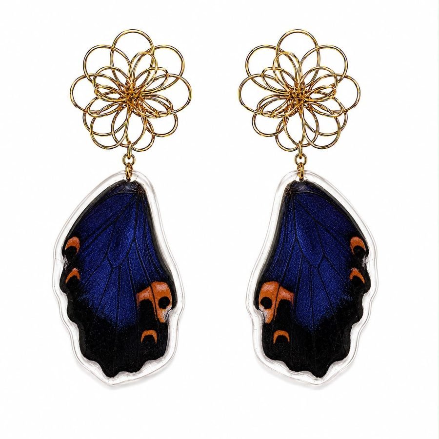 Pendientes Jade, alas de mariposa auténticas