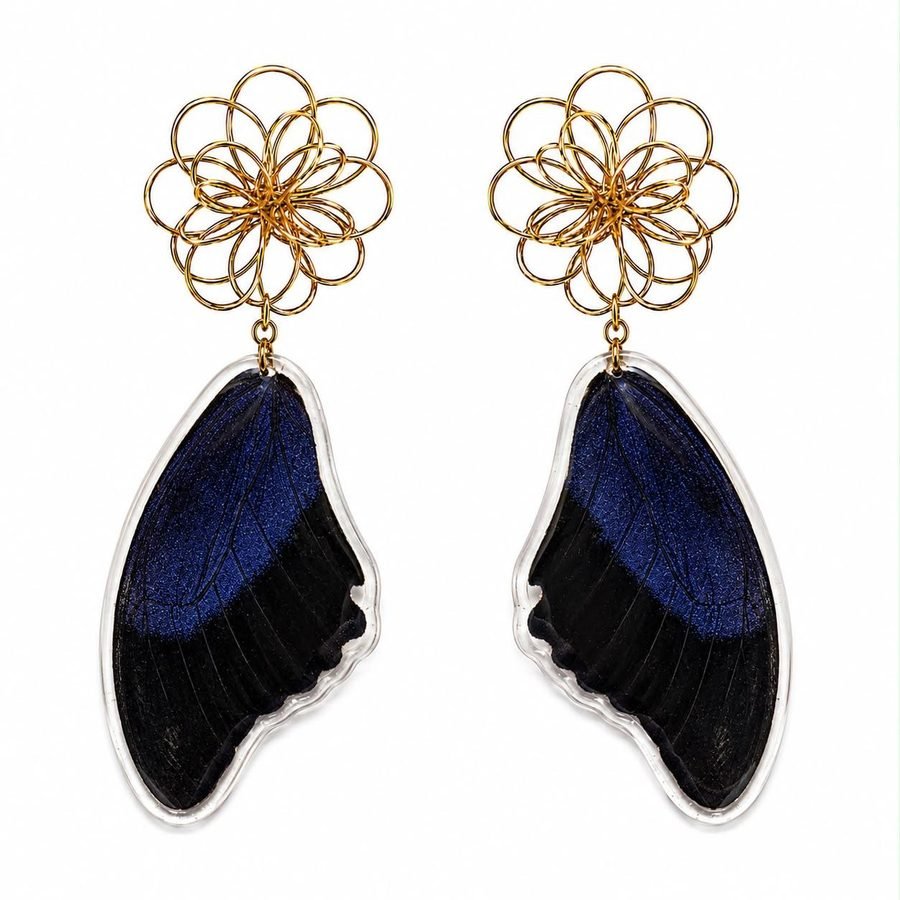 Pendientes Marfil, alas de mariposa auténticas