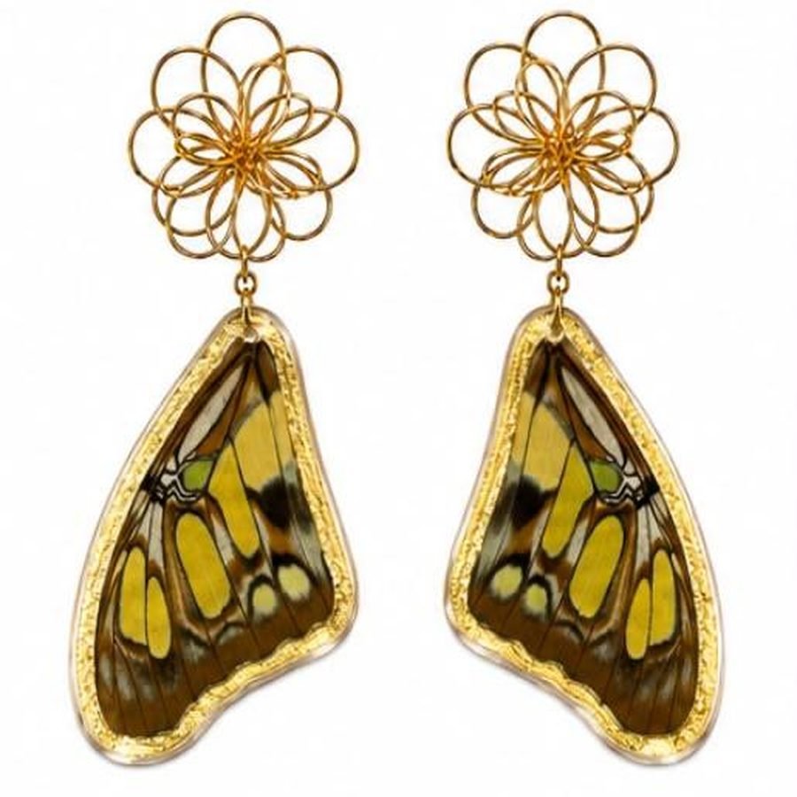 Pendientes Medianoche, alas de mariposa auténticas
