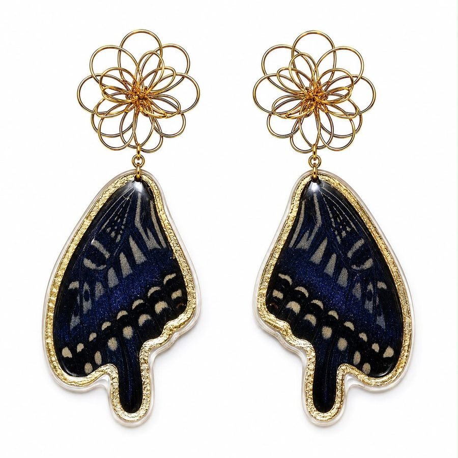 Pendientes Nácar, alas de mariposa auténticas